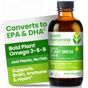 Boteanica Tanaman Omega 3-6-9, dengan Ahiflower Oil, Vegan Omega 3, Complete Plant-Based Omegas for Brain & Imune Health, Better than Flax, Fish Free, Great Taste, Sugar- Free, Non-GMO, Liquid- 4 oz