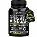 Kapsul Vinegar Venegar Organik + Digetical Enzymes & Progories (1500mg Application 124; 120 Capsules) Raw Apple Cider Pills & Fiber Suplemen untuk Kesehatan Gut, Dukungan Imune, Diboth & Detox Cleanse