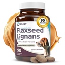 K9 Pilih Terkonsentrasi Flaxseed Lignans untuk Dogs, 20mg 90 Tablets, Peanut Butter Berwarna Chewable, Impove Coat