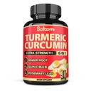 Satoomi 6in1 Turmeric Curcumin Supplement - 3 Bulan Supply - 95% Curcuminoid with Ginger Root, Bawang Bulb, Rosemary & Black Pepper - 90 Kapsul
