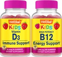 Welly Yeah Vitamin D3 Kids + Vitamin B12 Kids, Gummies Bundle - Great Tasting, Vitamin Suplemen, Gluten Free, GMO Bebas, Gummy Chewable