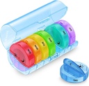 Sukuos Large Weekly Pill Organizer 2 Times sehari, Kotak Pil Harian 7 Hari Mudah Dibuka dengan Perlindungan Ganda, Kasus Pill AM PM untuk Obat / Vitamin / Minyak Ikan / Suplemen (Biru)