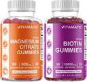 Vitamin Magnesium Gummies & Biotin Gummies - 60 Vegan Count Masing-masing
