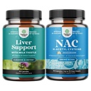 Bundle of Liver Cleanse Detox & Repair Formula dan NAC Suplemen N- Acetyl Cysteine 600mg - Herbal Liver Suplemen dengan Milk Thistle - Tinggi Absorpsi NAC 600 mg Capsules Glutathione