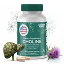 Choline Bitarcrat 500MG - Premium Choline Suplemen Dukungan dan Suplemu Colina 500 mg Organiánica - Otak Vitamin untuk Memori dan Fokus - 60 Choline Caps