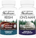 Bundle Host Defense dengan Reishi Capsules, 60 Count & Lion 's Mane Capsules, 60 Count - Dukung Heart & Imune Health - Dukung Kesehatan Otak, Memori & Fokus *