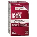 Walgreens Iron Slow Rilis Tinggi Potency Ferrous Sulfate 45mg, Tablet, 120 ea