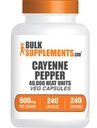 BulkSuplements.com Cayenne Pepper Capsules - Cayenne Pepper 40000 HU, Capsaicin Suplemen, Cayenne Pepper Suplemen - Gluten Bebas, 1 Capsule per Serving, 240 Veg Capsules (Paket 1)
