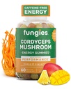 Fungies Cordyceps Mushroom Gummies, Mango & Pineapple Flavor - Mushroom Herbal Suplement Gummy for Dewasa Endurance, Energy & Performance - Kafein-Free Energy Gummies - 60 Servings