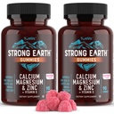 YUM-V 'S Kalsium, Magnesium, Zinc & Vitamin D Gummies, Cal Mag Chewable Suplemen, Kosher Halal Natural Raspberry Gummies untuk Perempuan & Pria - 90 Cacah (Paket 2)