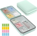 Restree Weekly Pill Organizer, Moicic Magnetic Provicept Pill Case, Large Capacity Travel Box with Inner Clear Lid for Vitamin, Supplemen, and Daily Mediacts 8 Comment (Green)