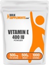 BulkSuplements.com Vitamin E 400 IU Powder - sebagai D-Alpha Tocopherol, Vitamin E Suplemen - Gluten Bebas, 500mg per Serving, 500g (1.1 lbs) (Paket 1)