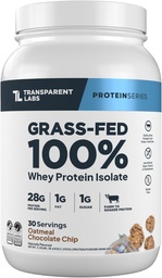 Transparent Labs Grass- Fed Whey Protein Isolate - Tentu Flavored, Gluten Whey Free Protein Powder dengan 28g Protein per Serving & 9 Acids - 30 pelayan, Oatmeal Chocolate Chip Cookie