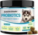 Auroou Diary Progories for Dogs - Probile Dog for Digetical Health Supplemen Gut, Goat Milk, Omega 3, Vitamin, Chews for Canine Diare, Stodach, Gas Relief - 120 Ct