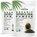 Bumi Circle Organics Spirulina Powder, Kosher, Raw dan None-Irradiated 124; Murni Vegan Protein 126; Premium Superfood, Tinggi di Amino Acids dan Antioksidants - 4 Ounce (2 Paket)