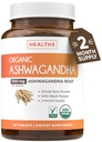 Suplemen USDA Organik Ashwagandha - Potency High Ashwagandha Pills Made With Organic Black Pepper for Enhanced Absorpsi - Vegan Non- GMO Made in the USA & Lab Verified (2 Bulan Supppply)