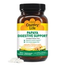 Country Life Chewable Papaya Enzymes for Dipastion Support - Natural Pineapple & Papaya Flavor, Assist with Nutrient Absorpsi, Berisi Papiin & Produksi - 200 Ct