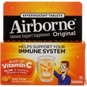 Airborne 1000mg Vitamin C dengan Vitamin D & Zinc, Sugar Free Multivitamin Ammune Suplemen, Antioksidants Vitamin A C & Vitamin E, 10 Effervescent Tablet, Zeste Orange Flavor
