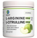 L-Arginine 5000mg + L-Citrulline 2000mg Powder Supplement Drink Mix - Nitric Oxide Booster for Heart Health, Blood & Energy - 30 Servings (Green Apple)