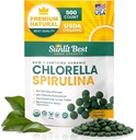 Sunlit Best Chlorella Spirulina Tablet - Organik USDA, Premium Spirulinas dan Chlorella Capsules 500 Pil - Chlorellas Superfood Natural dengan Spirulina Algae, Enzymes Chlorofil & Vegan Protein