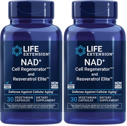 Ekstensi Hidup NAD + Regenerator sel dan Resveratrol Elite, NIAGEN nikotinamide riboside, Trans- resveratrol, quercetin, Fisetin, untuk Longevity, Energy, dan oksidative Stress, 30 Vegetarian Capsule
