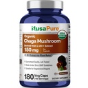 NusaPure Chaga Mushroom 20: 1 Ekstrak, 150 mg Equivalen untuk 3.000mg per Veggie Capsule, 180 Count, USDA Organik, Vegan, Non-GMO