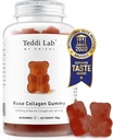 Unichi Rose Collagen Gummy, 100mg High- Volume Marine Collagen Gummy Suplemen Wanita dengan Collagen Peptides, Rose Petals, Acerola Cherry, Rosehip, 60 Count