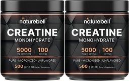 NatureBell 2 Pack Creatine Monohydrate Powder 500g, 500000mg Per Serving £124; Misronized, Pure & Unflamited 14; Pre-Workout Muscle Support 12.4; Keto, Vegan, Filer-Free 124; 200 Servings (2.2 Ibb)