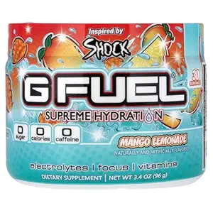 GGFuel Mangga Hidration Supreme Lemonade, Electrolite Powder Mix for Energy & Focus, Sugar and Caffeine Free Suppplemen dengan Esticamines Vitamin & Mineral, Mango Lemonade Flavor, 3.4 oz - 30 Pelayan