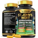 St.John 's Cort Suplemen - 8in1 Formula - Combine dengan Ashwagandha, Ginkgo Biloba, Shilajit, Valerian, Holy Basil, Chamomile, dan Black Pepper - 120 Vegan Kapsul untuk 4 Bulan Supply