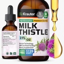 BIO KRAUTER Milk Thistle Drops - Milk Thistle Silymarin Liver Suplemen - Alkohol & Sugar Free Tincture untuk Detox Cleanse - 2 Fl. Oz.