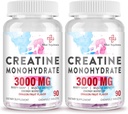 3000 MG Creatine Monohydrate for Women & Men, Creatine Pills with BCAA & Hydrolyzed Collagen Creatine Chews Tablet for Performance & Recovery, Energy, Dragon Fruit Flavor, 180 tablet