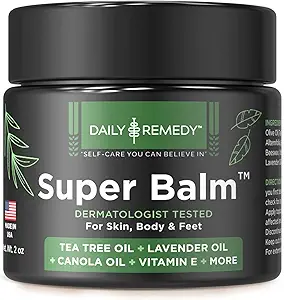DAILY REMEDY Tea Tree Extra Energy Super Balm - Athletes Foot Cream Combats Ringworm, Jock Itch, Nail Issue - Nolshes Cracking Itchy Skin on Body & Feet - Made in USA (2 Pack)