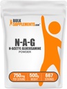 BulkSuplements.com N-Acetyl Glucosamin Powder - NAG Powder, Glucosamin 750mg, Suplemen Nutonasional - Gluten Free, 750mg per Serving, 500g (1.1 lbs) (Paket 1)