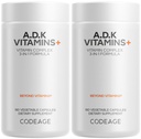 Codeage ADK Vitamin Supplemen - Enscient Vitamin A, D3 5000 IU, K1 & K2 (MK4 & MK7) - 6- Sen Suppply - 1 Capsule per Serving, Non-GMO, Gluten- Free - 2- Pack