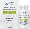 Zane - Aged Black Bawang putih Capsules - Sistem Ammune, Tekanan Darah dan Dukungan Kesehatan Kolesterol - Kurang Odor - Lebih Efektif dari Allirin - 60 Capsules Non-GMO, Gluten - Laktosa - Paraben Bebas.