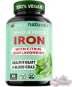 Muve 100% Vegan Whole Food Cheriated Iron Suplement 18mg - Tastless, Non- Constipating, Gentle on Stomach, Energy Support - Free, Non- GMO, 60 Capsules