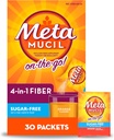 Metamucil On- TheGo, Psyllium Husk Fiber Suplement, 4-1 Fiber for Digetical Health, Sugar Free, Orange Flavor, 30 Count x 2 Packs (60 Count Total)