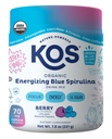KOS Energizing Blue Spirulina Blend - USDA Certifikasi Organik - B Vitamin, Ashwagandha, Ginseng, Adaptogens, Biotin - Vegan Pra Workout Powder - Caffeinated, Berry Flavored, 28
