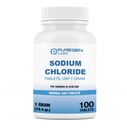 Sodium Lab Puregen Cloride Tablet 1 gma (1000 mg), USP 124; (15.4. 100 Menghitung 124; Normal Salt Tablet 124; Dibuat di USA 124; Electrolytes Replenisher Hidration Drintion