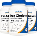 Nutricost Chlated Iron, As Ferrochel, 36mg, 240 Capsules (3 Botol)