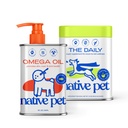 Native Pet Pack Leader Bundle - Daily Dog Multivitamin (7 oz) & Omega Oil for Dogs (8 oz) - Omega 3 Fish Oil for Heally Skin, Shiny Coat, & Daily Multivitamin for Pups