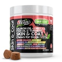 Salmon Oil Omega 3 Fish Oil for Dogs Skin and Coat Supplemen 124; Dog Collagen Aloe Vera Biotin Keratin Flaxseed Nettle Leaf Sea Kelp Hyauronic Acid Brewers Yeast Vitamin A - Coat Goat