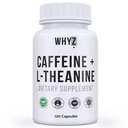 Pil Caffeine WHYZ dengan L- Theanine, 120 Capsules, Nootropic Stack Energy Pills, Vitamin Energi untuk Konten Energi Terlarang dan Fungsi Kognitif, Persediaan Energi Kafein L Teanine untuk Perempuan & Pria