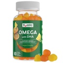 Vegan Omega 3 Supplemen Gummies - Tanaman Algae Oil berbasis Vegan DHA - Fish Oil Alternatif dengan Flaxseed & Algae - Non-GMO, No Carrageenan - Heart, Otak & Eye Dukung - Lemon & Orange - 90 Gummies