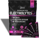 Enhanced Electrolite Powder Stick Packs (Black Cherry 124; 20 Packets) w / 0 Sugar + BCAAs + B-Vitamin Electrolyte Suppplemen w Potasium Zinc & Magnesium for Hydration - Keto Electrolytes
