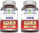 Amazing Formulas HMB 2000mg per Serving 120 Tablets Suplemen 126; None-GMO 124; Gluten Free Heroes 124; Dibuat di USA (2 Pack)