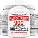 Dukungan Neuropathy Nerve Tambahan dengan 900 mg Acid Alpha Lipoic Murni - Maksimum Kekuatan Formula, Fortify Nerves di Fingers, Handers, Toes, & Feet - Best Perifer Relief Dukungan - 180 Capsules