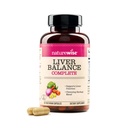 NaturreWise Liver Balance Detox Suplement - Triple Repair Formula dengan Milk Thistle, Dandelion, Turmeric, Artichoke, Reishi Mushroom & Kudzu, Vegan - 60 Capsules [30- Day Suppply]