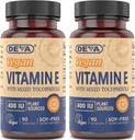 DEVA Vegan Natural Source Vitamin E 400IU dengan campuran tocoherol, Soy- Free - 90 Veg Caps (Paket 2)